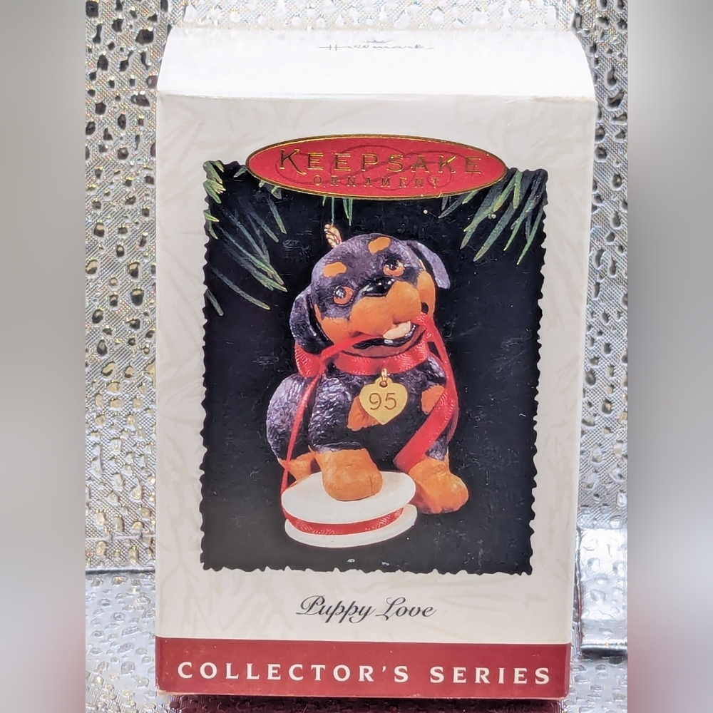 Vintage Hallmark 1995 Rottweiler Puppy Love Ornament